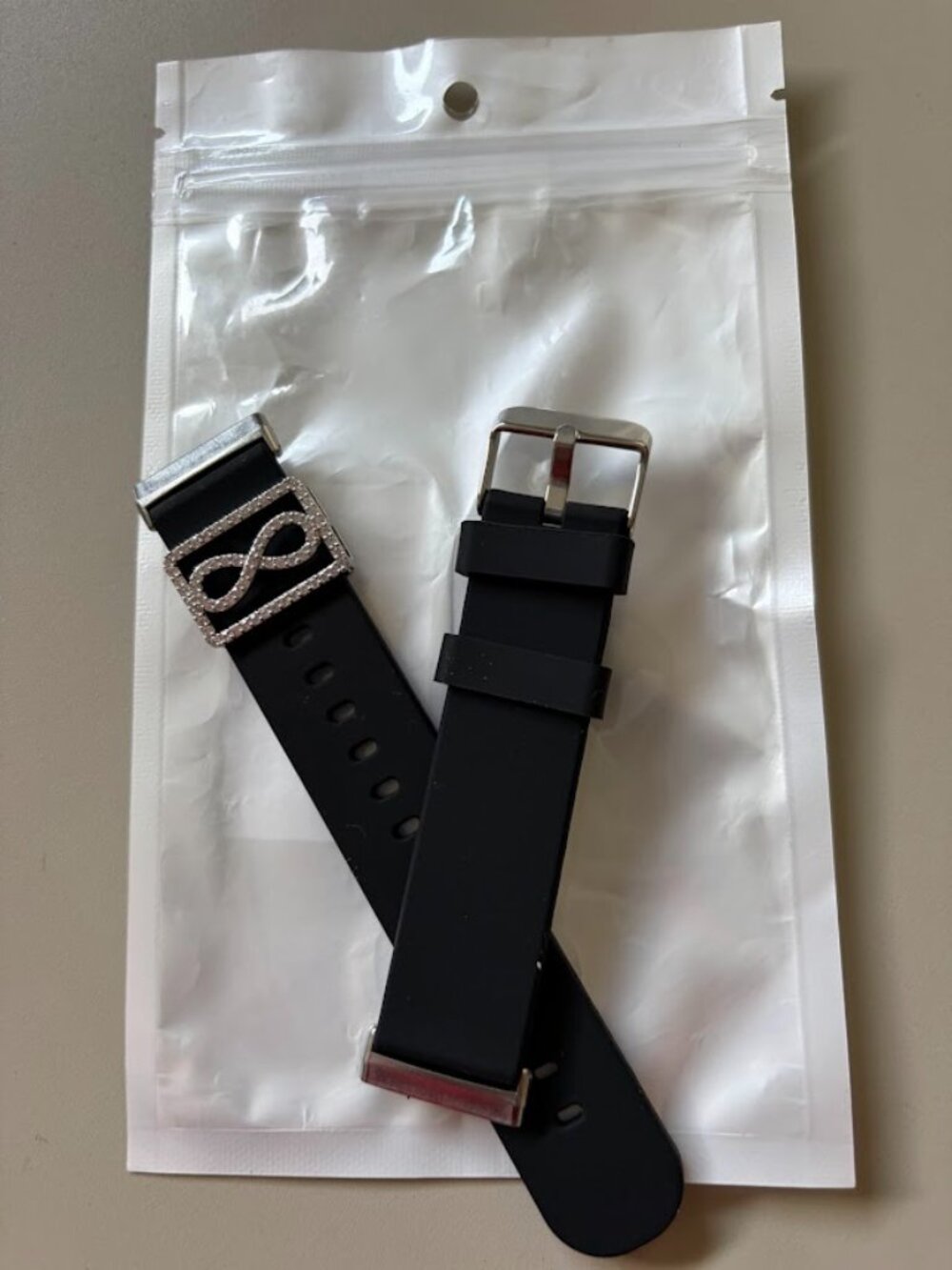 Black silicone watch band